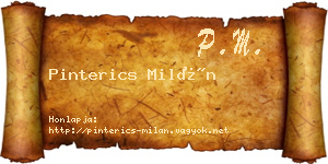 Pinterics Milán névjegykártya