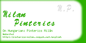 milan pinterics business card
